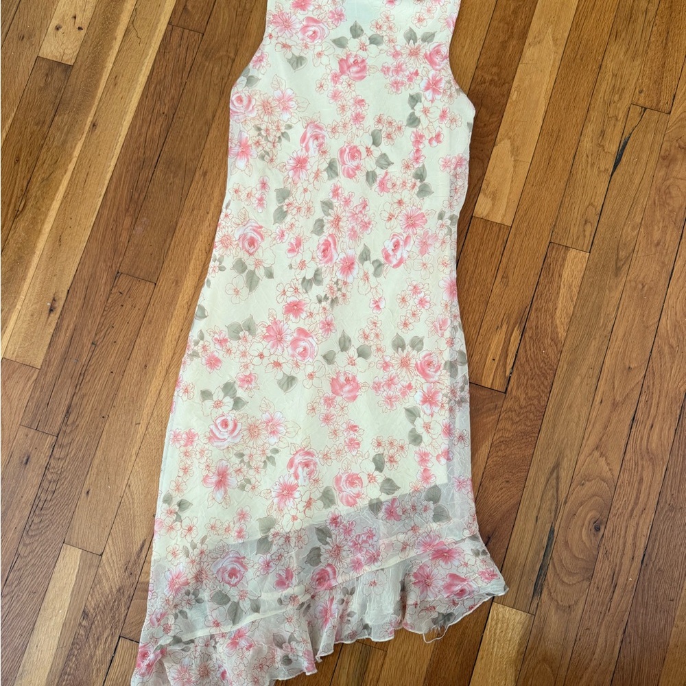 City Triangles Floral Asymmetrical Dress in Pink and yellow